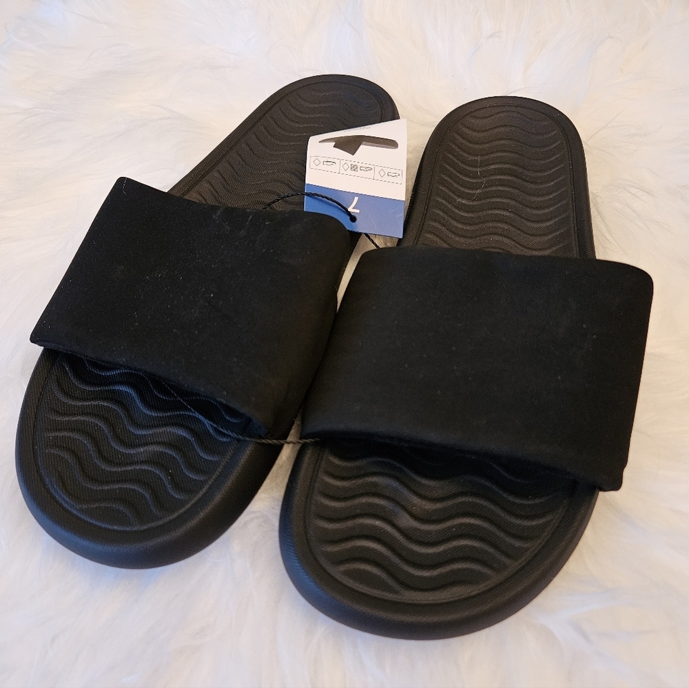 NWT Size 7 LazyPants Black Slides Soft Velvet Velour Top